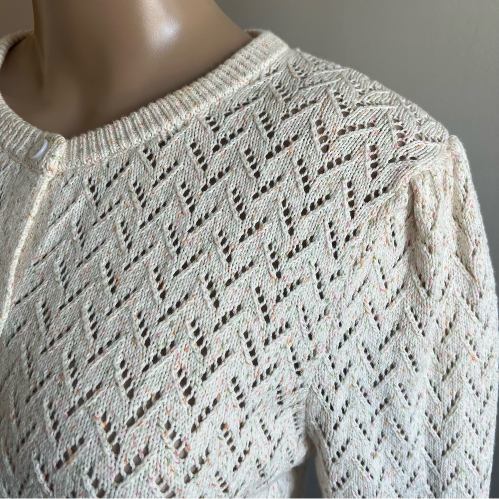 CAROLL PARIS Button Front Cotton Knit Cardigan Size M - Picture 5 of 11